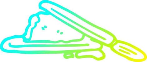 cold gradient line drawing cartoon butter and knife vector