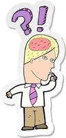 sticker of a cartoon man asking question vector