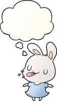 cartoon rabbit and thought bubble in smooth gradient style vector