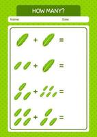 How many counting game with banana leaf. worksheet for preschool kids, kids activity sheet vector