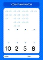 Count and match game with cloud. worksheet for preschool kids, kids activity sheet vector