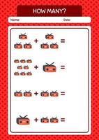 How many counting game with radio. worksheet for preschool kids, kids activity sheet vector