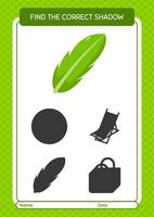 Find the correct shadows game with banana leaf. worksheet for preschool kids, kids activity sheet vector