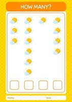 How many counting game with sun. worksheet for preschool kids, kids activity sheet vector