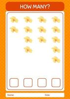 How many counting game with flower. worksheet for preschool kids, kids activity sheet vector