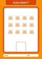 How many counting game with sand palace. worksheet for preschool kids, kids activity sheet vector