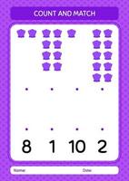 Count and match game with shells. worksheet for preschool kids, kids activity sheet vector