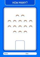 How many counting game with rainbow. worksheet for preschool kids, kids activity sheet vector