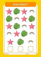 How many counting game with summer icon. worksheet for preschool kids, kids activity sheet vector