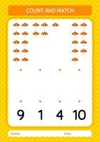 Count and match game with umbrella. worksheet for preschool kids, kids activity sheet vector