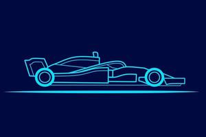 Formula One sport race line potrait logo colorful design with dark background. Isolated navy background for t-shirt, poster, clothing, merch, apparel, badge design vector