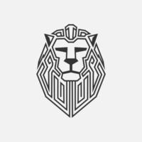 Lion minimalist logo. Simple line art vector design. Isolated with soft background.