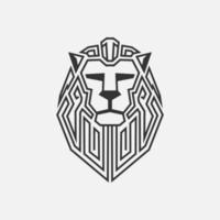 Lion minimalist logo. Simple line art vector design. Isolated with soft background.