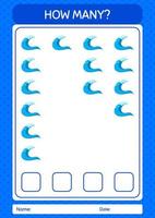 How many counting game with waves. worksheet for preschool kids, kids activity sheet vector