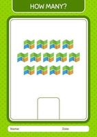 How many counting game with map. worksheet for preschool kids, kids activity sheet vector