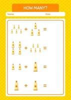 How many counting game with sunblock. worksheet for preschool kids, kids activity sheet vector