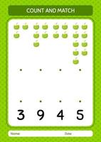 Count and match game with coconut. worksheet for preschool kids, kids activity sheet vector