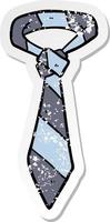 distressed sticker of a cartoon striped tie vector