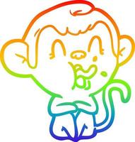 rainbow gradient line drawing crazy cartoon monkey vector
