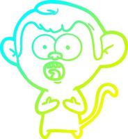 cold gradient line drawing cartoon shocked monkey vector