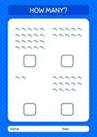 How many counting game with dolphin. worksheet for preschool kids, kids activity sheet vector