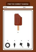 Find the correct shadows game with ice cream. worksheet for preschool kids, kids activity sheet vector