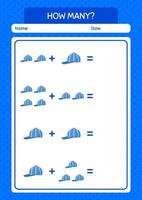 How many counting game with cap. worksheet for preschool kids, kids activity sheet vector