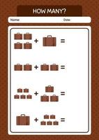 How many counting game with suitcase. worksheet for preschool kids, kids activity sheet vector