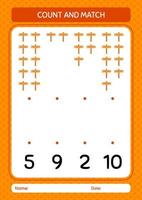 Count and match game with sign board. worksheet for preschool kids, kids activity sheet vector