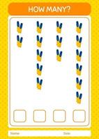 How many counting game with swimming fins. worksheet for preschool kids, kids activity sheet vector