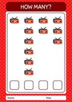 How many counting game with radio. worksheet for preschool kids, kids activity sheet vector