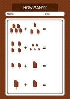 How many counting game with ice cream. worksheet for preschool kids, kids activity sheet vector