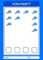 How many counting game with cap. worksheet for preschool kids, kids activity sheet vector