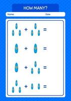 How many counting game with surfboard. worksheet for preschool kids, kids activity sheet vector
