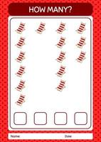 How many counting game with beach bench. worksheet for preschool kids, kids activity sheet vector