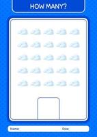 How many counting game with cloud. worksheet for preschool kids, kids activity sheet vector