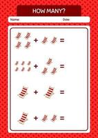 How many counting game with beach bench. worksheet for preschool kids, kids activity sheet vector