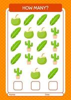 How many counting game with summer icon. worksheet for preschool kids, kids activity sheet vector