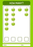 How many counting game with coconut. worksheet for preschool kids, kids activity sheet vector