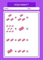 How many counting game with towel. worksheet for preschool kids, kids activity sheet vector