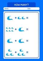 How many counting game with waves. worksheet for preschool kids, kids activity sheet vector
