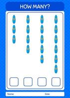 How many counting game with surfboard. worksheet for preschool kids, kids activity sheet vector
