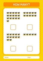 How many counting game with camera. worksheet for preschool kids, kids activity sheet vector