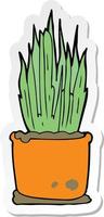 sticker of a cartoon house plant vector