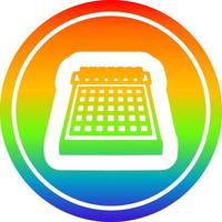 monthly calendar circular in rainbow spectrum vector
