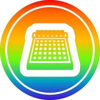 monthly calendar circular in rainbow spectrum vector