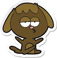 sticker of a cartoon bored dog vector