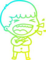 cold gradient line drawing cartoon laughing man vector