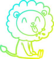 cold gradient line drawing happy cartoon lion vector