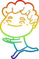 rainbow gradient line drawing cartoon friendly man vector